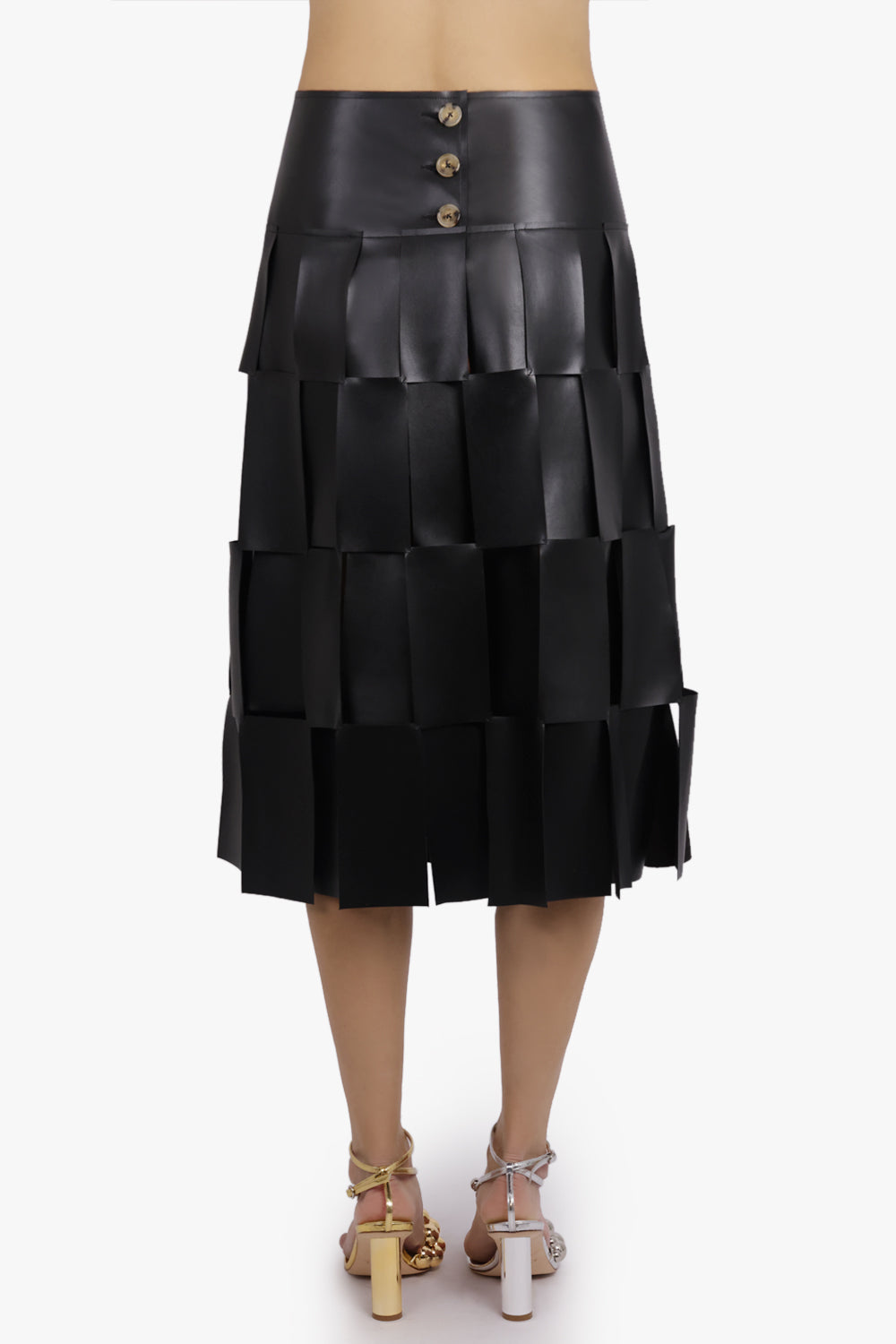 AWAKE MODE RTW Double-Layered Rectangle Midi Skirt | Black