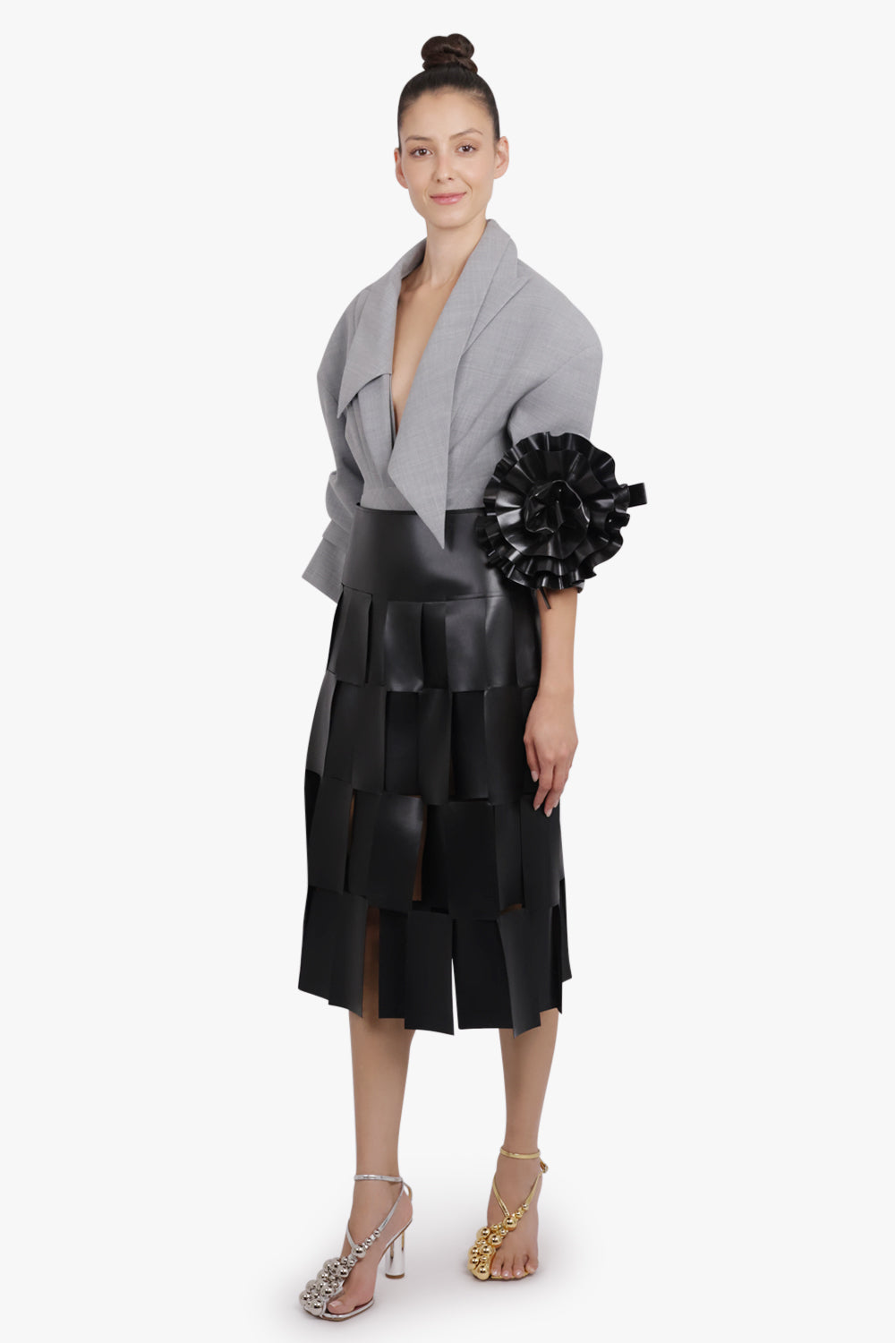 VAQUERA BAGS BLACK / BLACK Flower Corsage Clutch Bag | Black