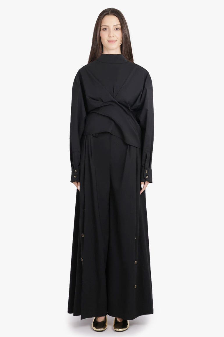 AWAKE MODE RTW Twisted L/S Shirt with Balloon Sleeve Detail | Black