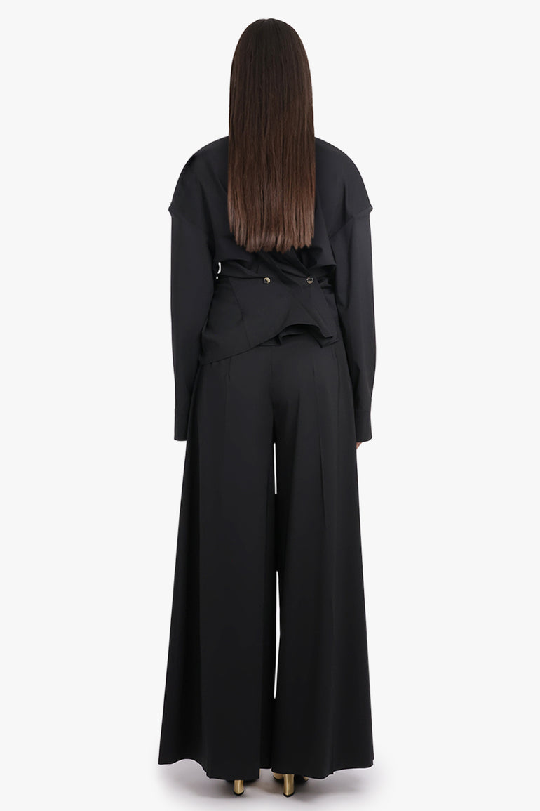 AWAKE MODE RTW Twisted L/S Shirt with Balloon Sleeve Detail | Black