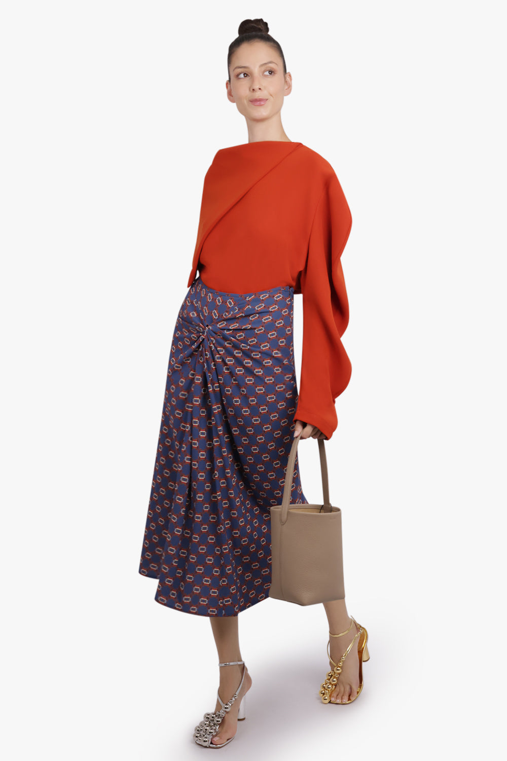 AWAKE MODE RTW L/S Drapped Collar Top | Terracotta