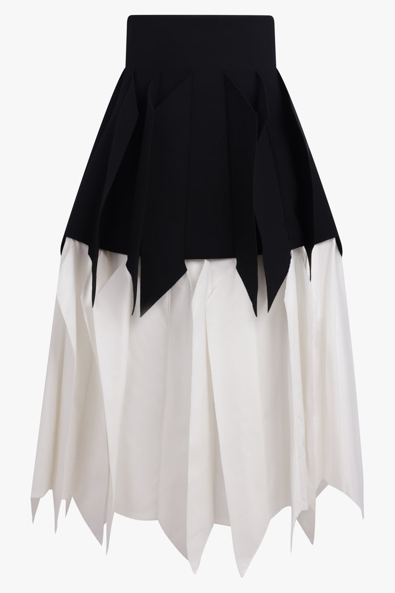 AWAKE MODE RTW Panel Applique Midi Skirt | Black/White