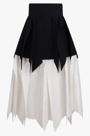 AWAKE MODE RTW Panel Applique Midi Skirt | Black/White