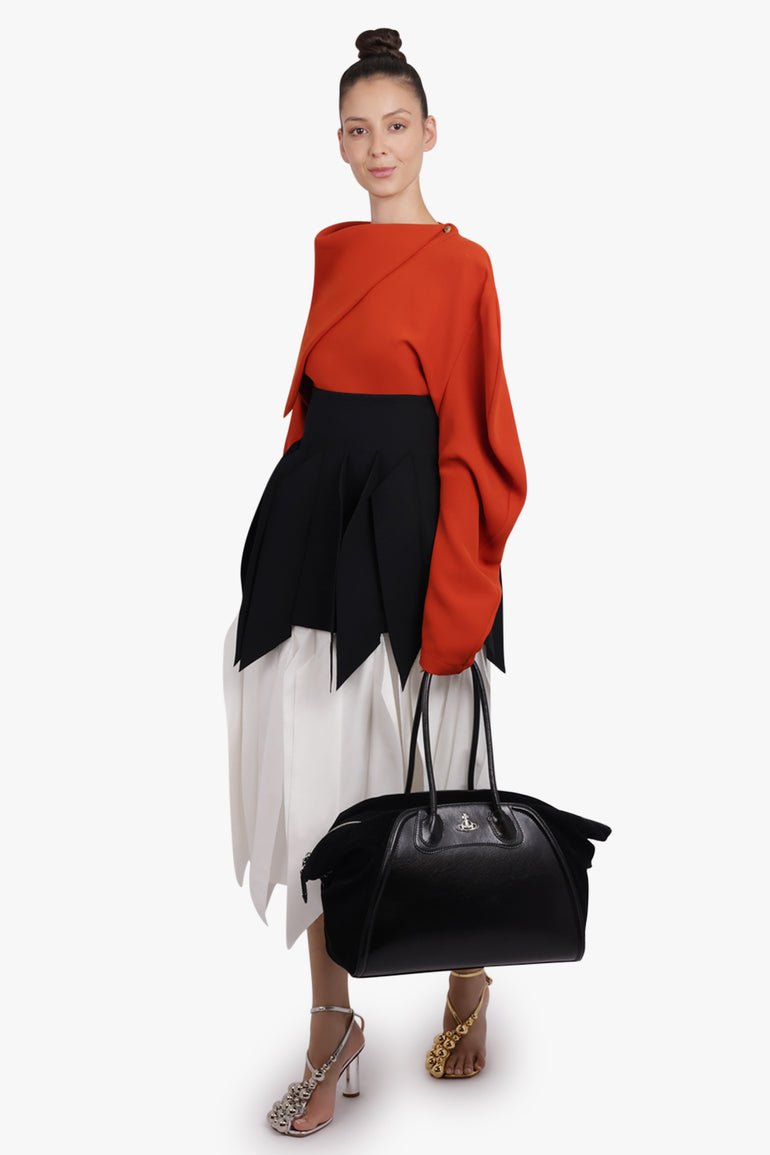 VIVIENNE WESTWOOD BAGS BLACK / Black Shirley Silhouette Orb Large Shoulder Bag | Black