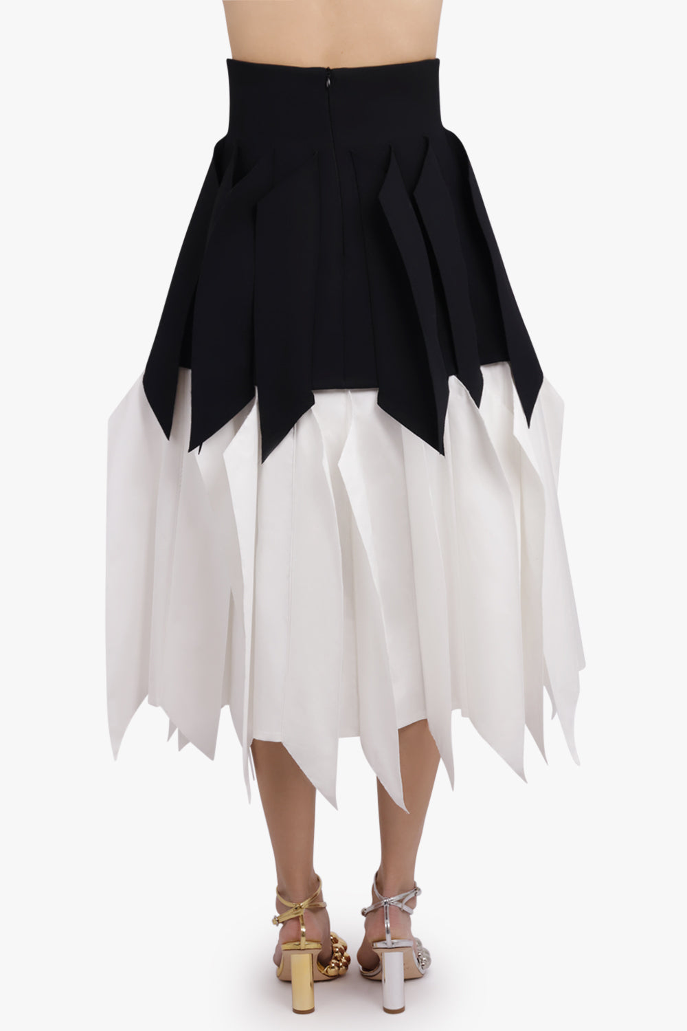 AWAKE MODE RTW Panel Applique Midi Skirt | Black/White