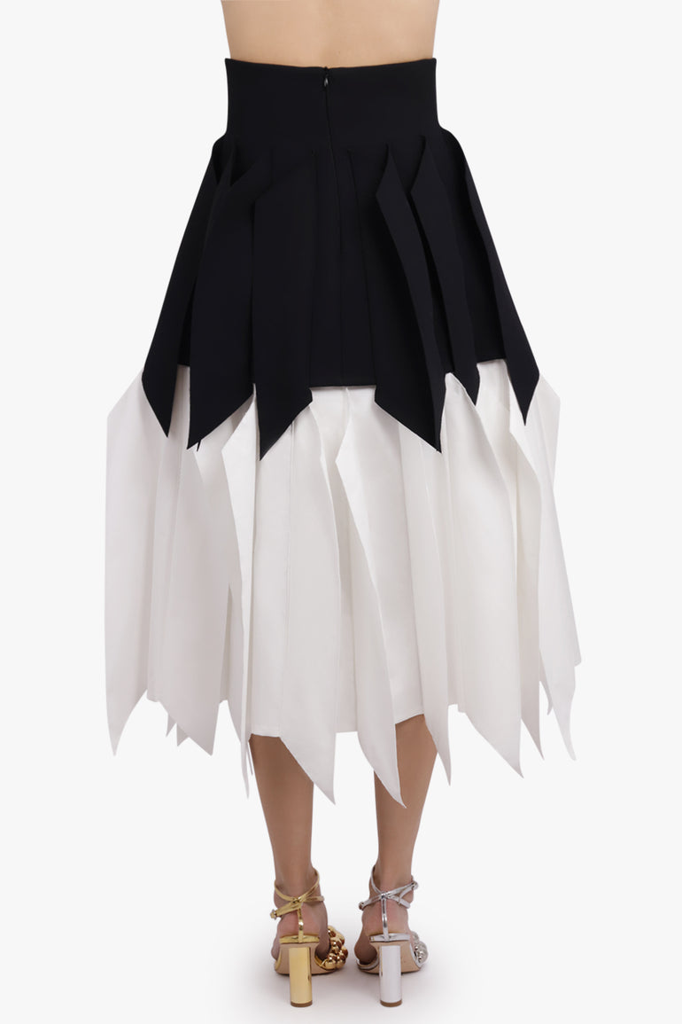 AWAKE MODE RTW Panel Applique Midi Skirt | Black/White