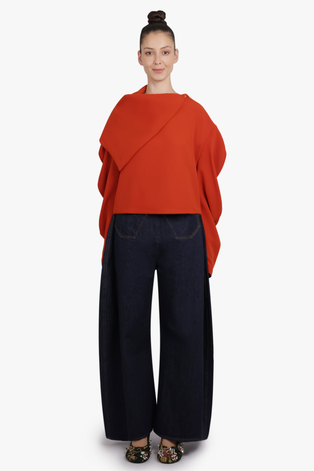 AWAKE MODE RTW L/S Drapped Collar Top | Terracotta