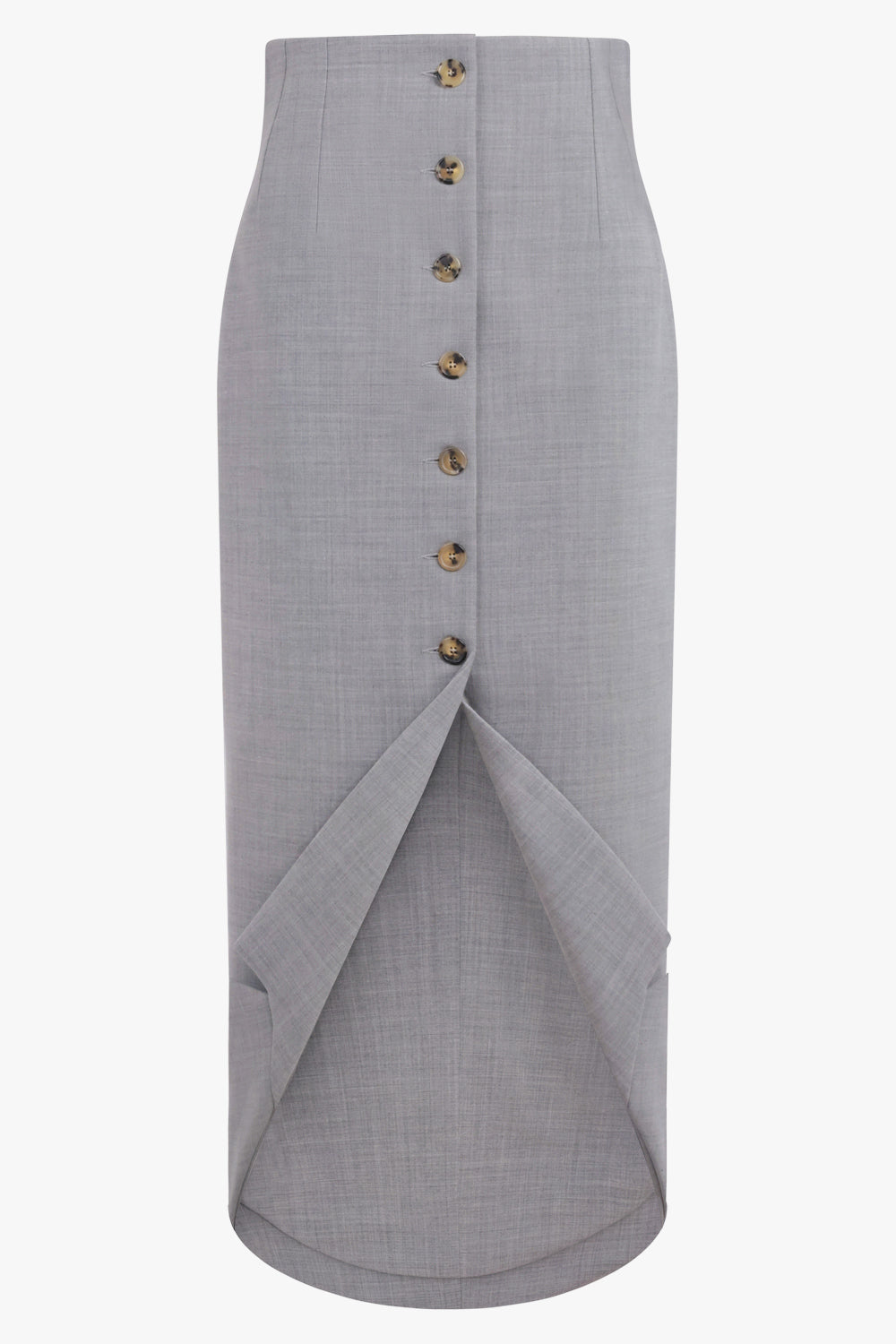 AWAKE MODE RTW Tailored Button Front Midi Skirt  | Grey