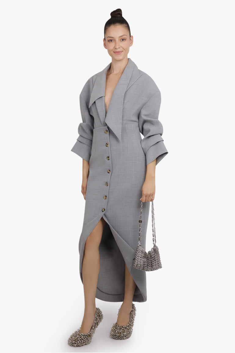 AWAKE MODE RTW Tailored L/S Bodysuit With Oversized Collar | Grey