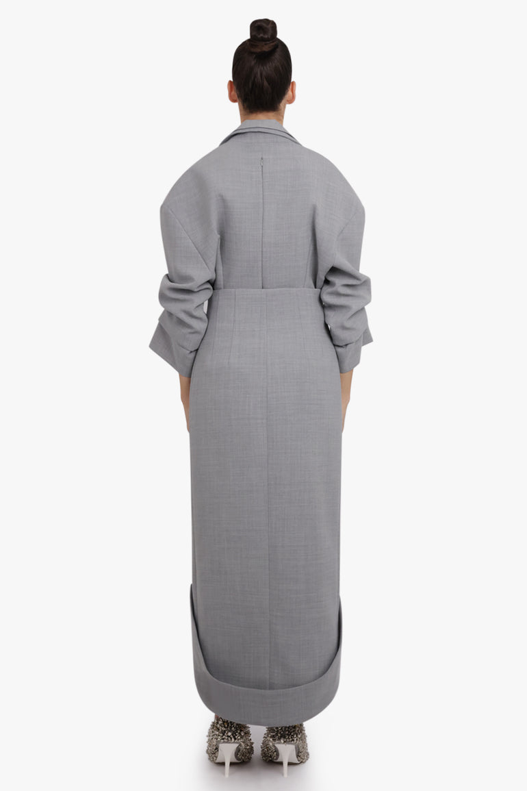 AWAKE MODE RTW Tailored Button Front Midi Skirt  | Grey