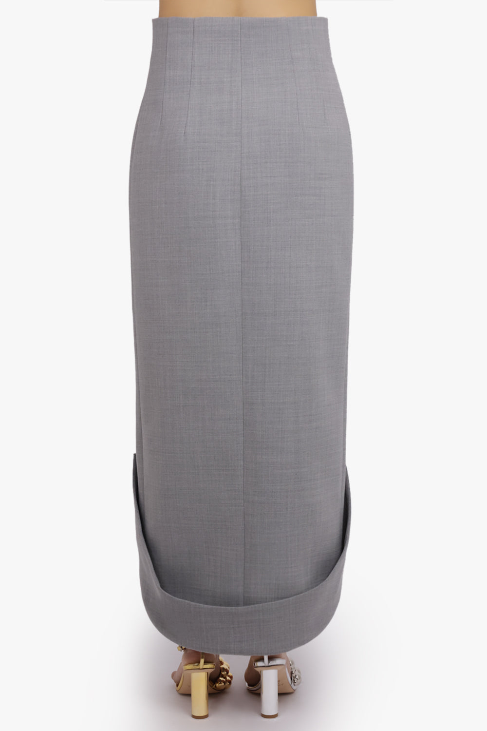 AWAKE MODE RTW Tailored Button Front Midi Skirt  | Grey