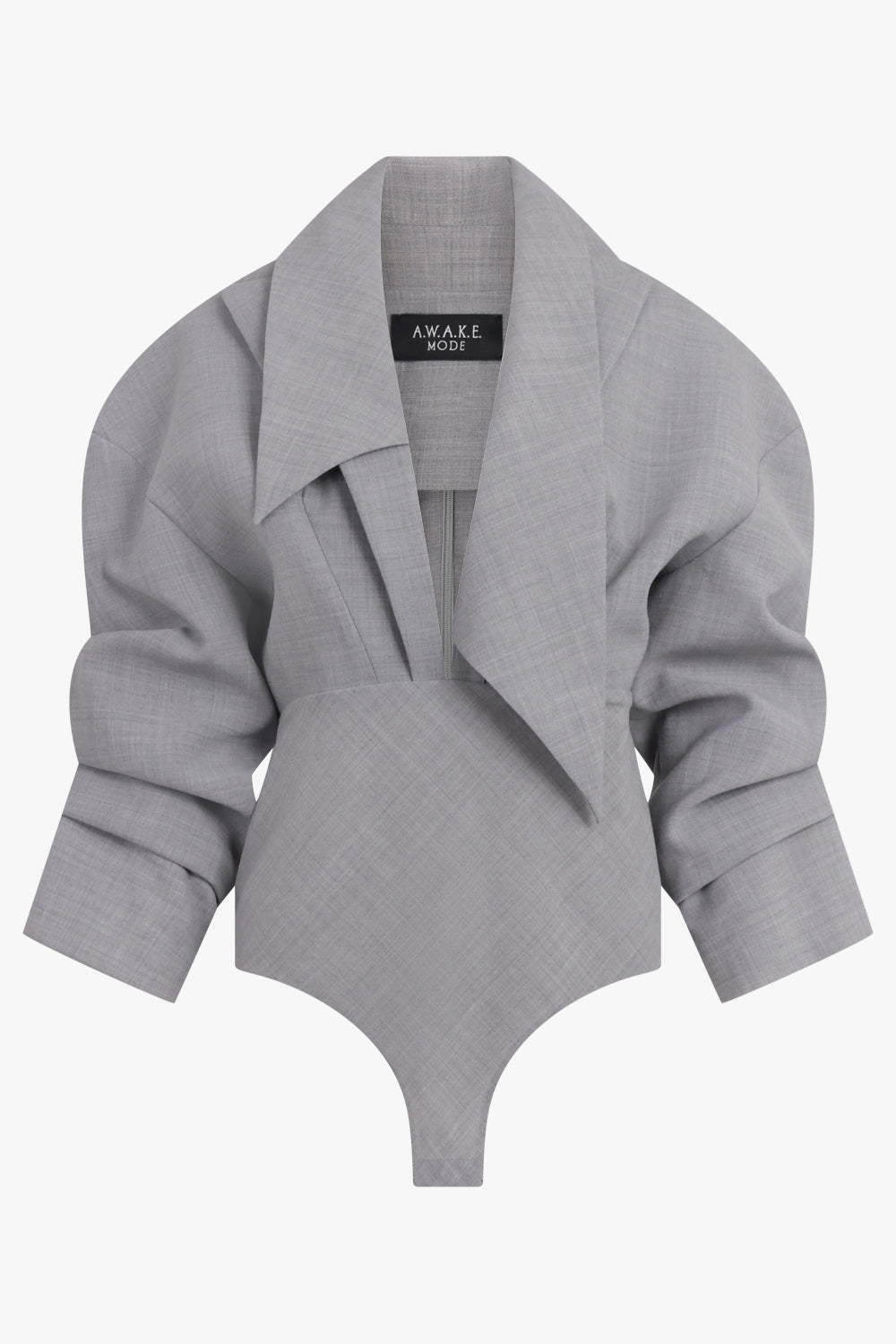 AWAKE MODE RTW Tailored L/S Bodysuit With Oversized Collar | Grey
