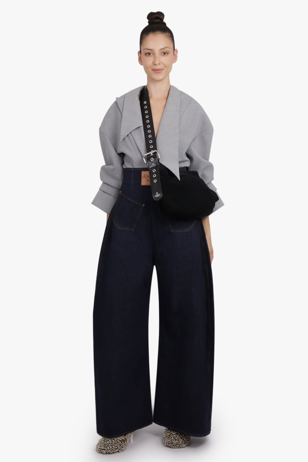 VIVIENNE WESTWOOD BAGS BLACK / Black Maxime Small Suede Crossbody Bag | Black