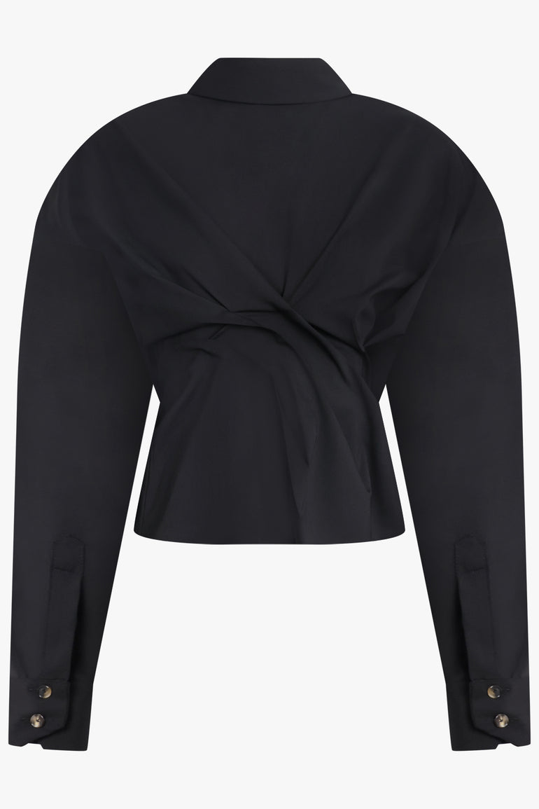 AWAKE MODE RTW Twisted L/S Shirt with Balloon Sleeve Detail | Black