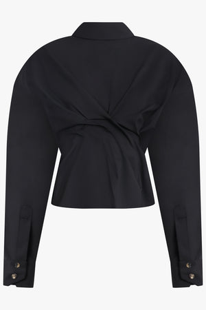 AWAKE MODE RTW Twisted L/S Shirt with Balloon Sleeve Detail | Black