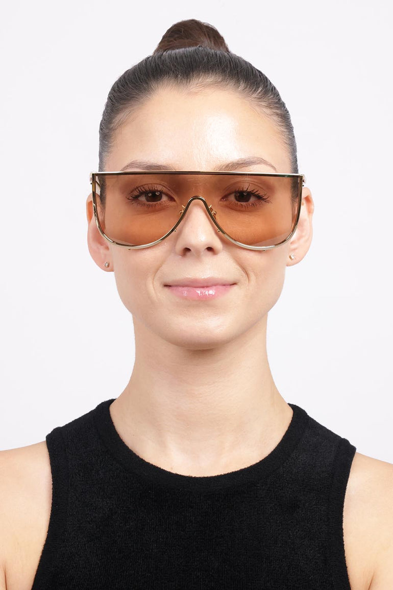 ALAIA ACCESSORIES BROWN / Brown AA0094S Metal Mask Sunglasses | Brown