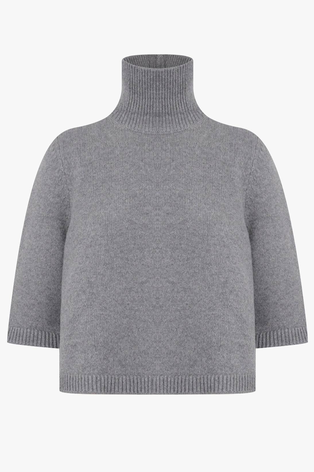 ALAIA RTW High-Neck S/S Cropped Knit | Anthracite Grey