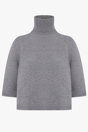 ALAIA RTW High-Neck S/S Cropped Knit | Anthracite Grey