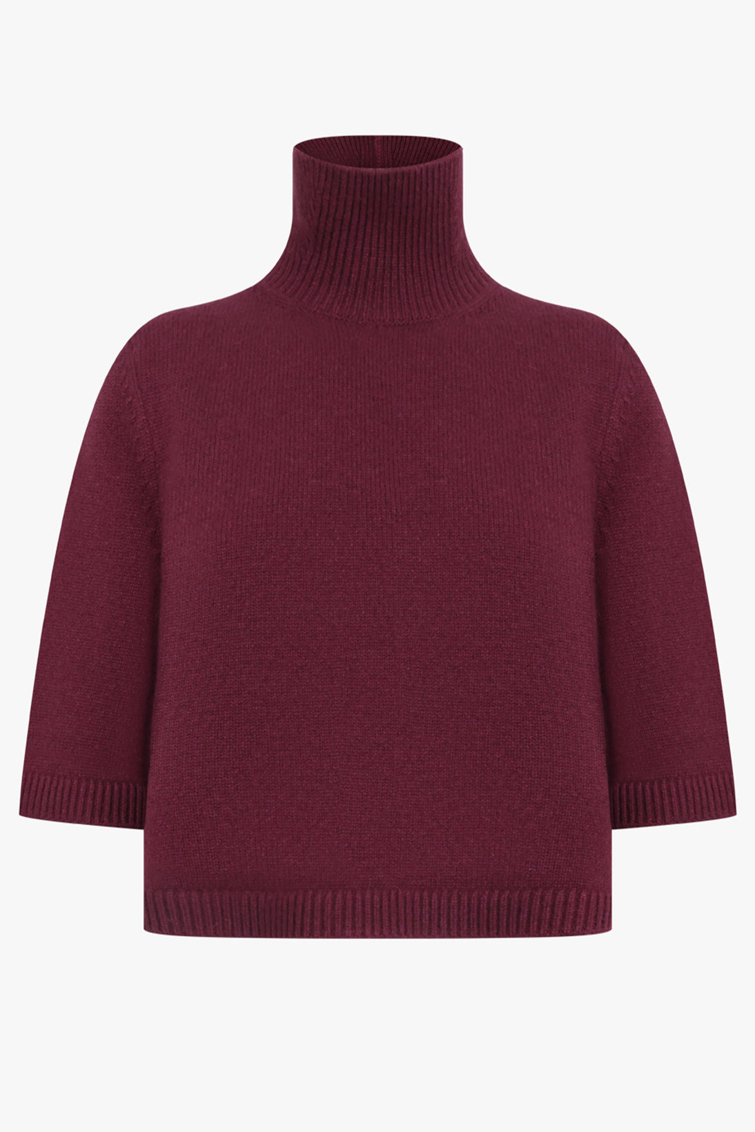 ALAIA RTW High-Neck S/S Cropped Knit | Bordeaux