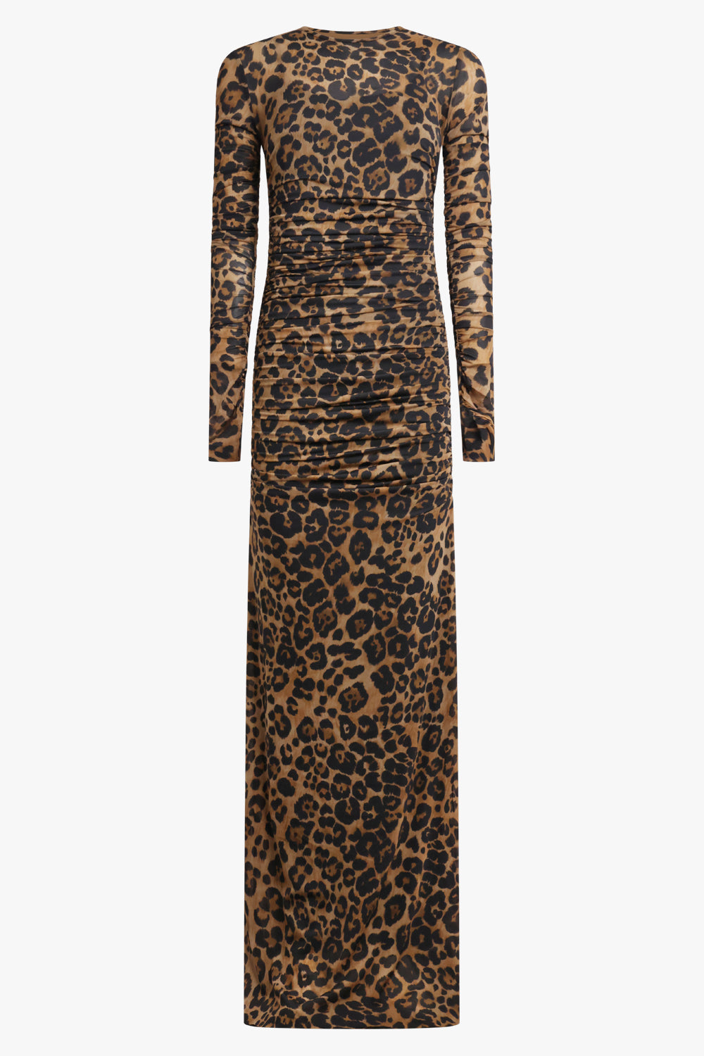 BLUMARINE RTW Leopard Print L/S Maxi Dress | Brown/Black