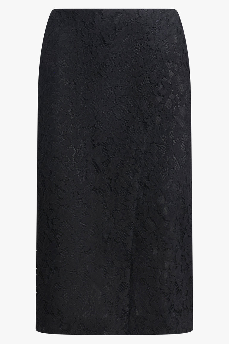 BLUMARINE RTW Rebrode Cross Front Lace Midi Skirt | Black