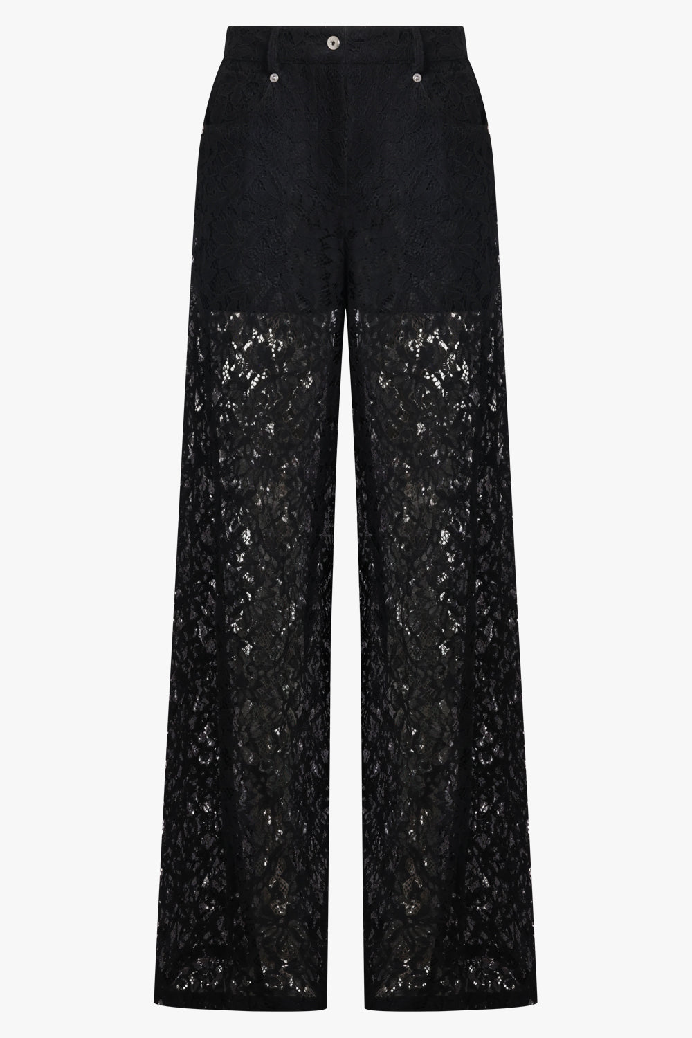 BLUMARINE RTW Rebrode Wide Leg Lace Pant | Black