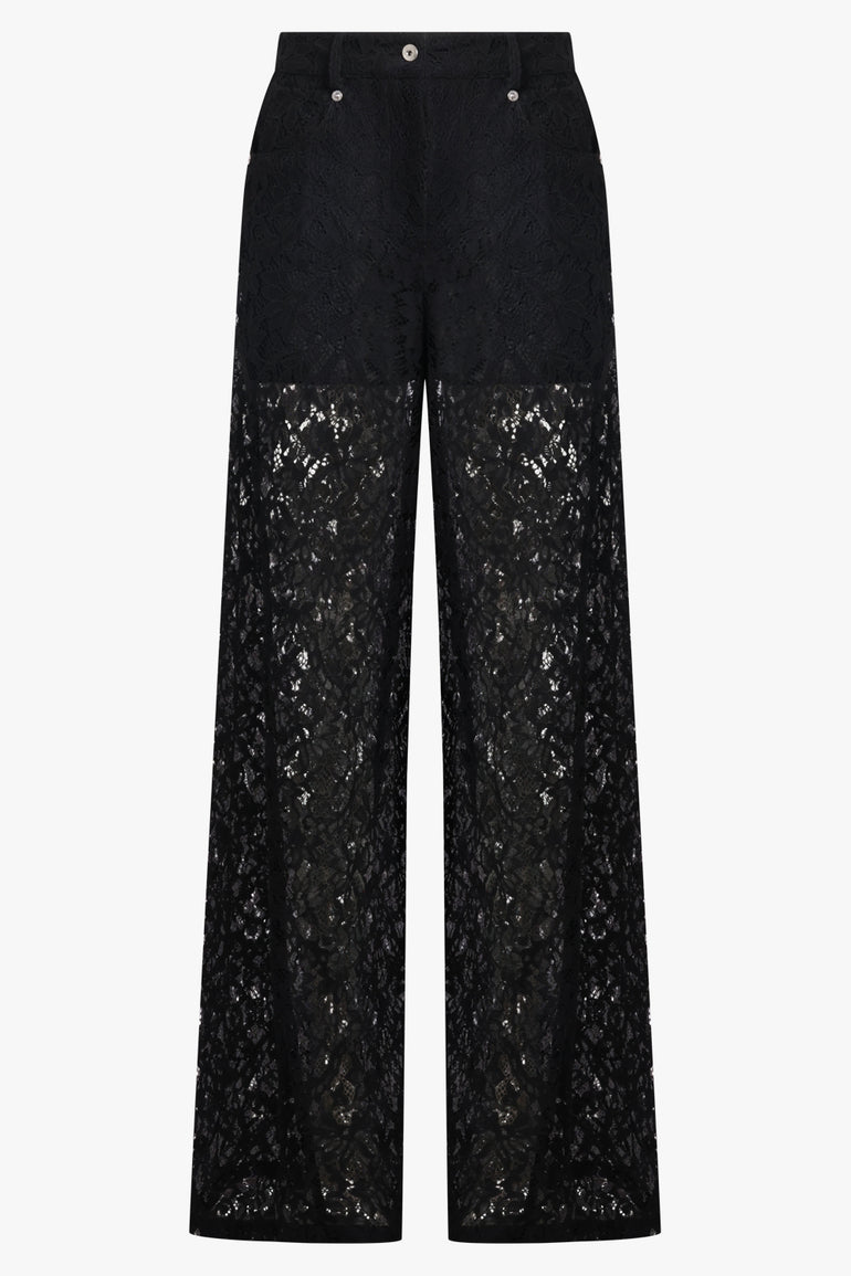 BLUMARINE RTW Rebrode Wide Leg Lace Pant | Black