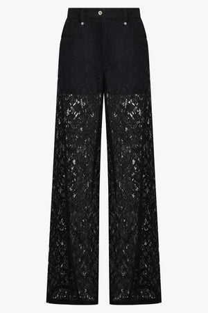 BLUMARINE RTW Rebrode Wide Leg Lace Pant | Black