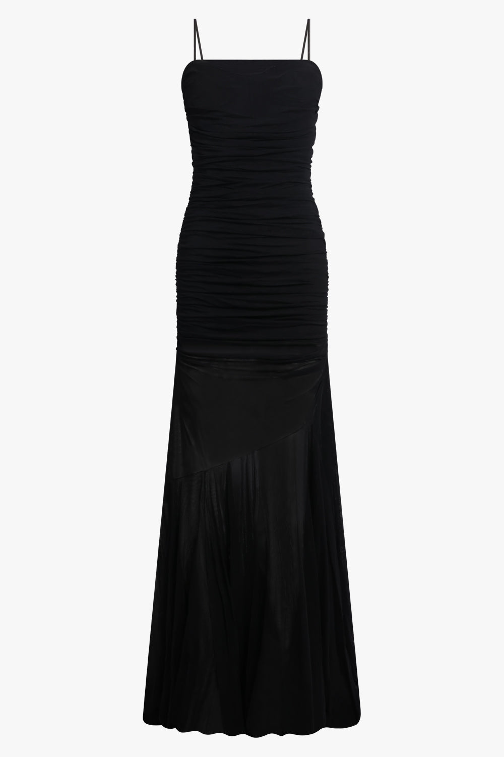 BLUMARINE RTW Ruched Mini Dress With Sheer Maxi Skirt | Black