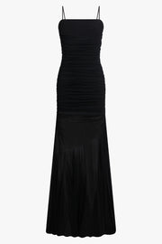 BLUMARINE RTW Ruched Mini Dress With Sheer Maxi Skirt | Black
