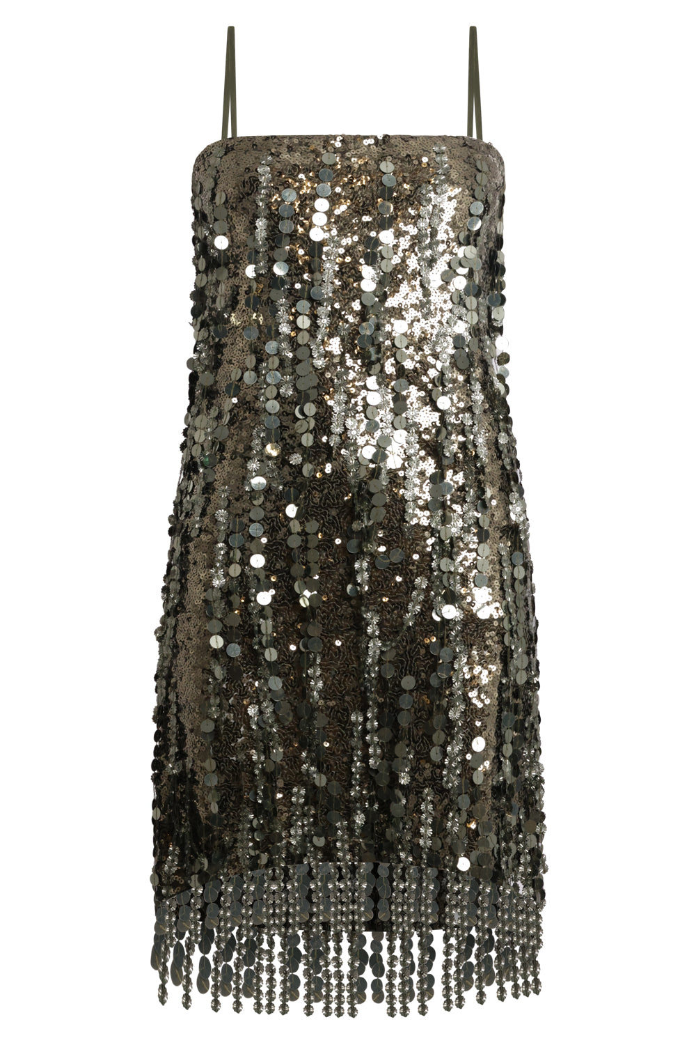 BLUMARINE RTW Sequin Sleeveless Mini Dress | Bark Green Shine