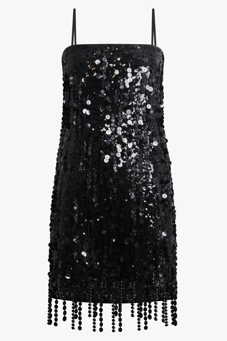 BLUMARINE RTW Sequin Sleeveless Mini Dress | Black Shine
