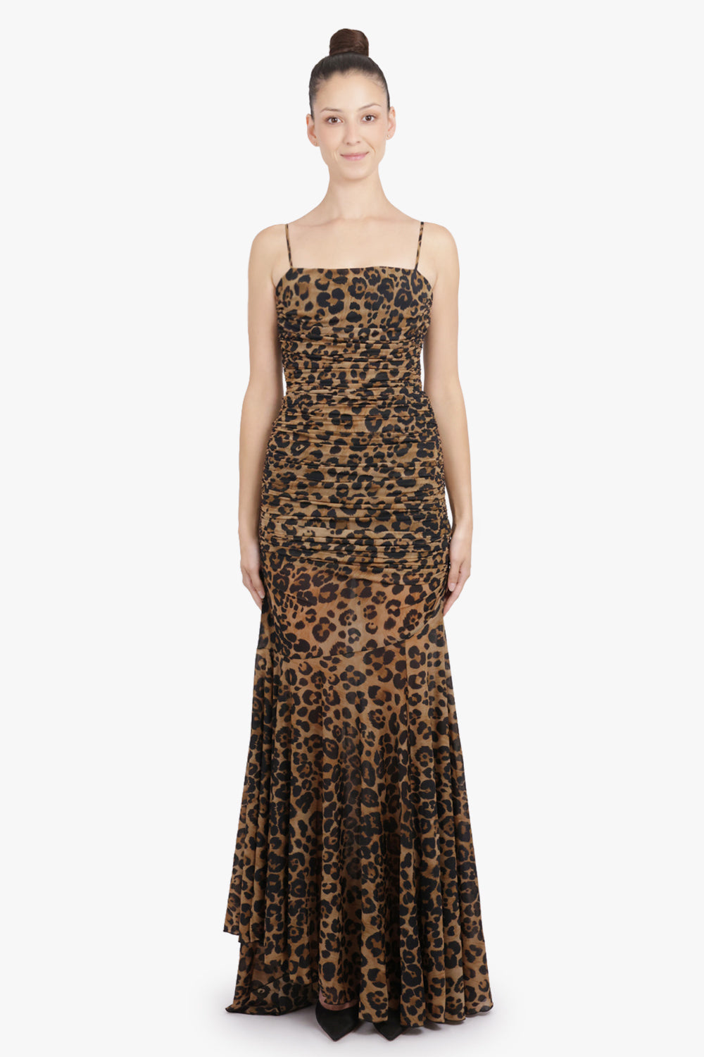 BLUMARINE RTW Leopard Print Sleeveless Maxi Dress | Brown/Black