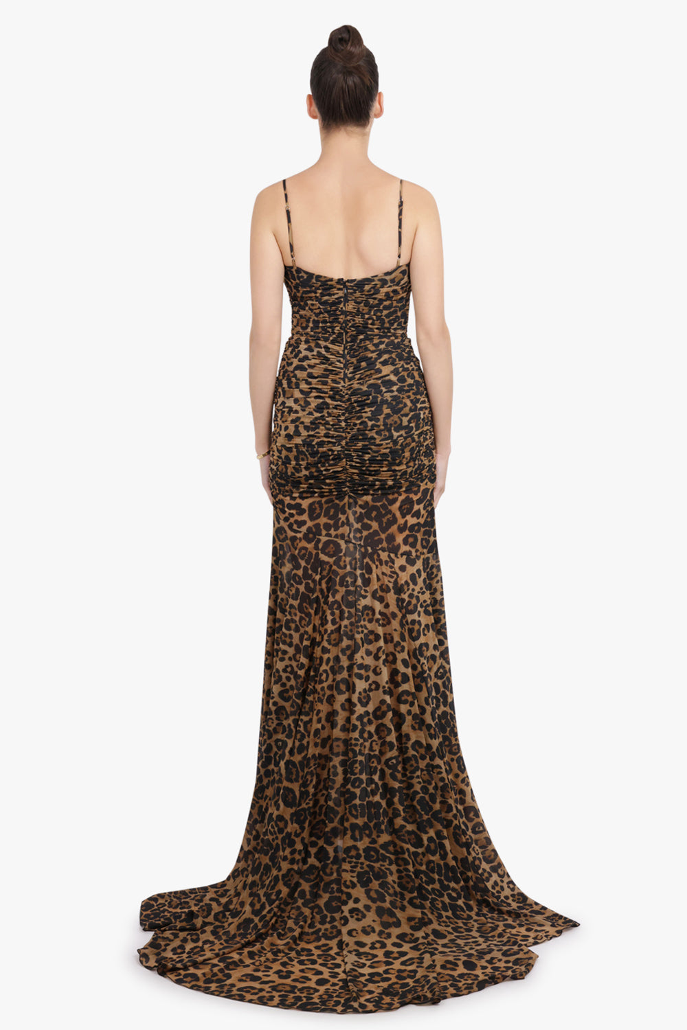 BLUMARINE RTW Leopard Print Sleeveless Maxi Dress | Brown/Black
