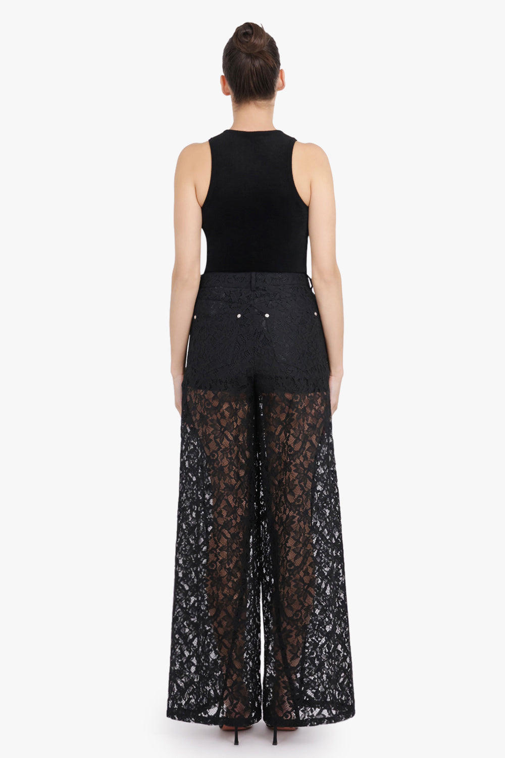 BLUMARINE RTW Rebrode Wide Leg Lace Pant | Black
