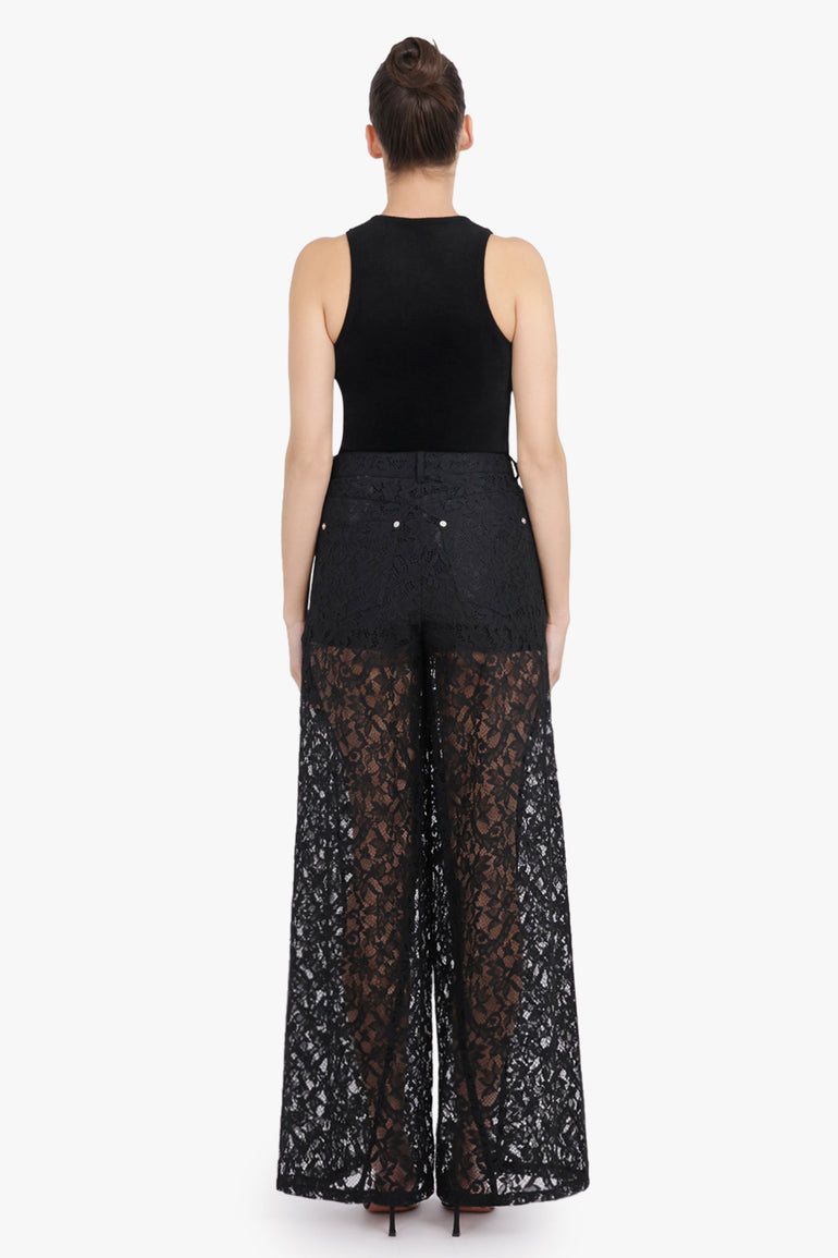 BLUMARINE RTW Rebrode Wide Leg Lace Pant | Black
