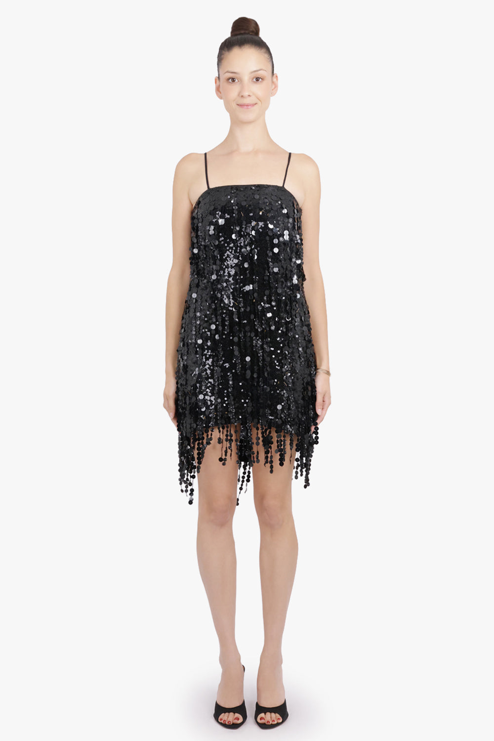 BLUMARINE RTW Sequin Sleeveless Mini Dress | Black Shine