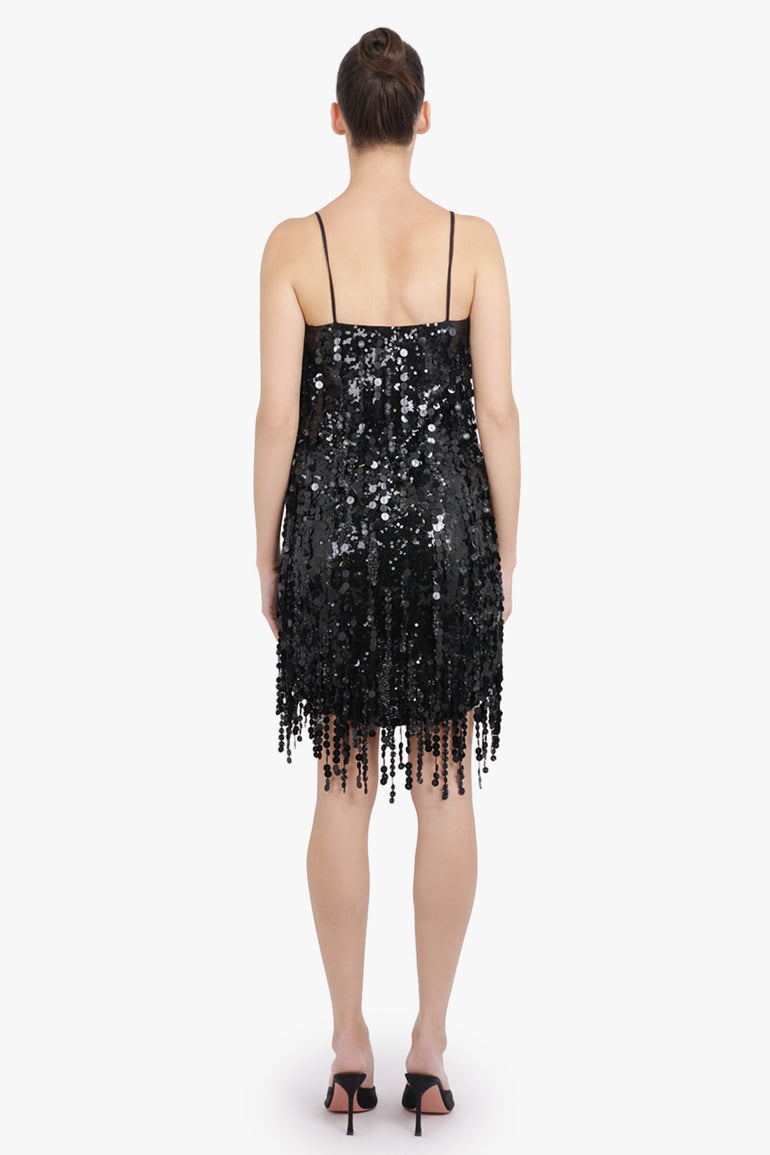 BLUMARINE RTW Sequin Sleeveless Mini Dress | Black Shine