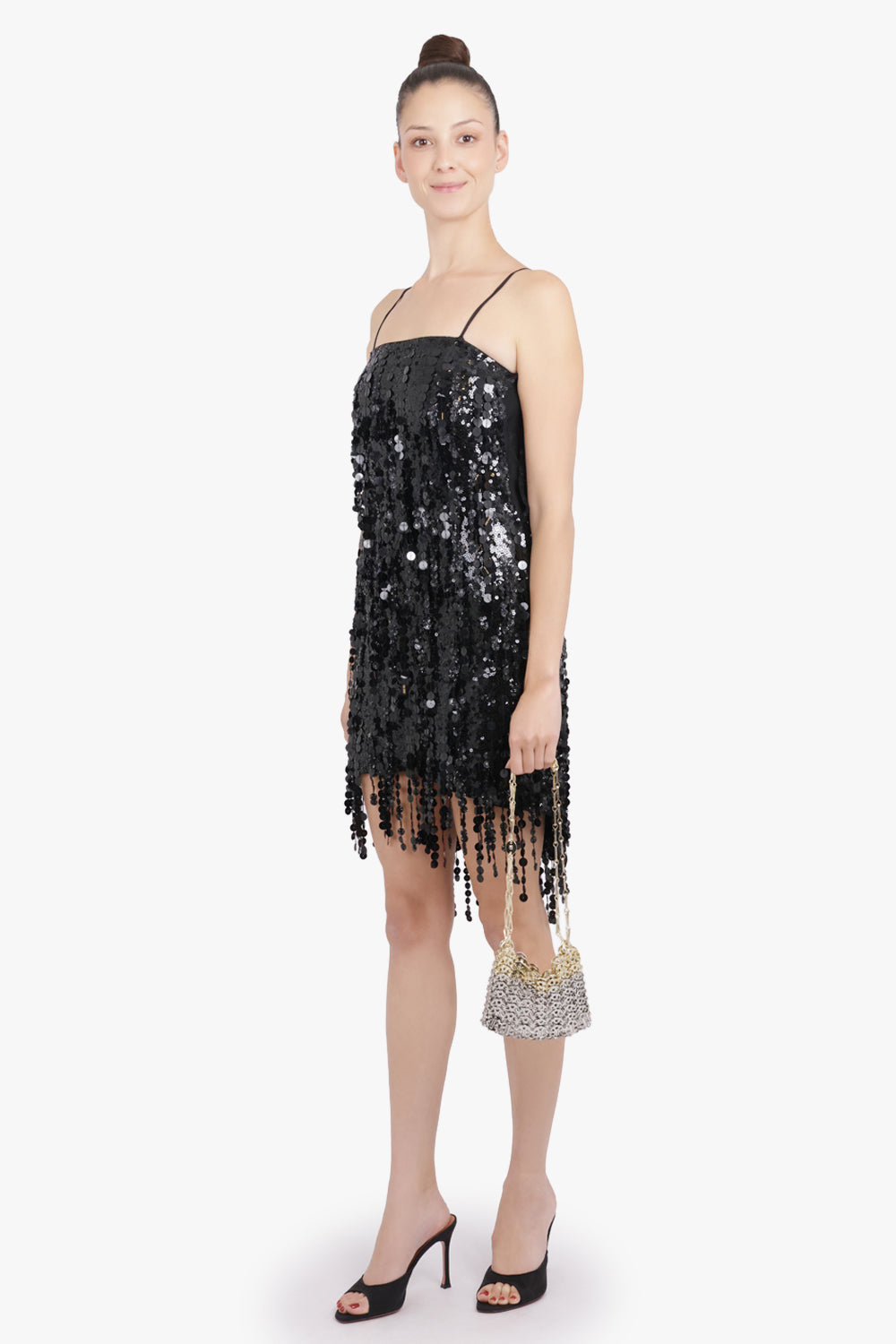 BLUMARINE RTW Sequin Sleeveless Mini Dress | Black Shine