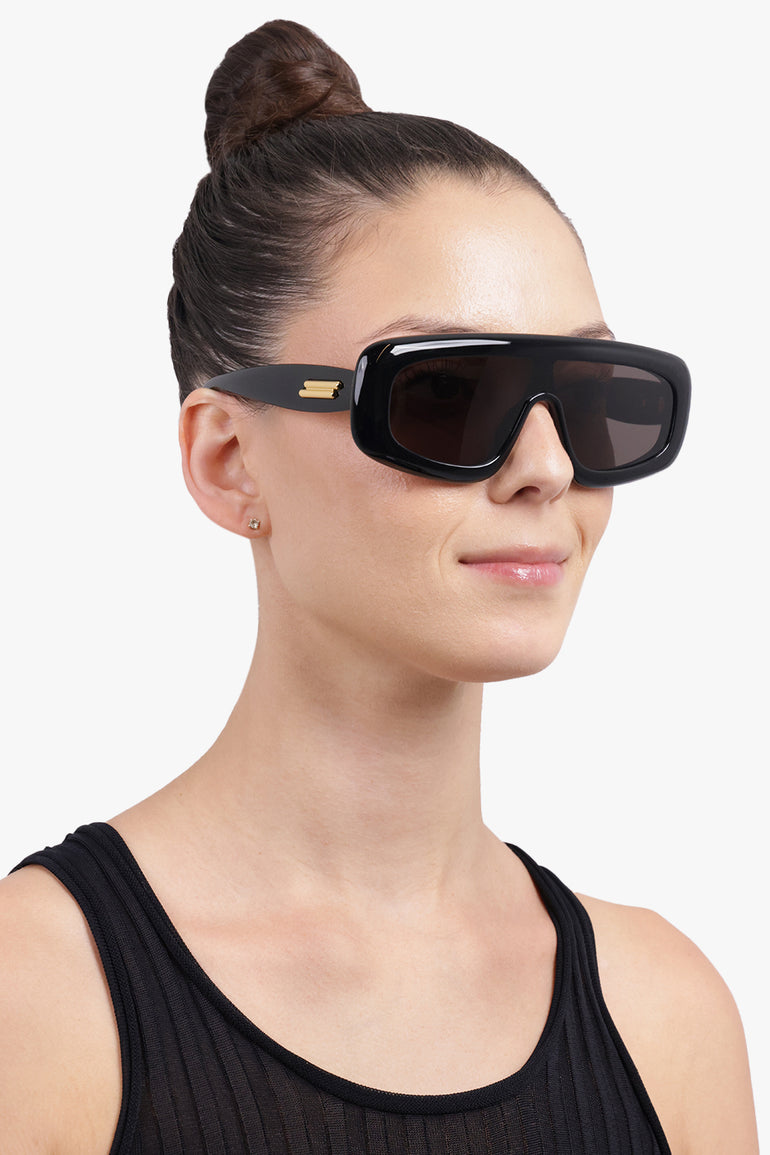 BOTTEGA VENETA Accessories Black / Black BV12181S Chunky Rectangle Sunglasses | Black