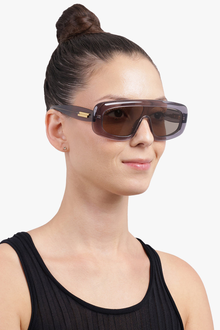 BOTTEGA VENETA Accessories Grey / Grey BV12181S Chunky Rectangle Sunglasses | Grey