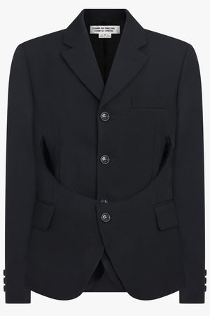 COMME DES GARCONS RTW Tailored Jacket With Rounded Slit Detail | Black