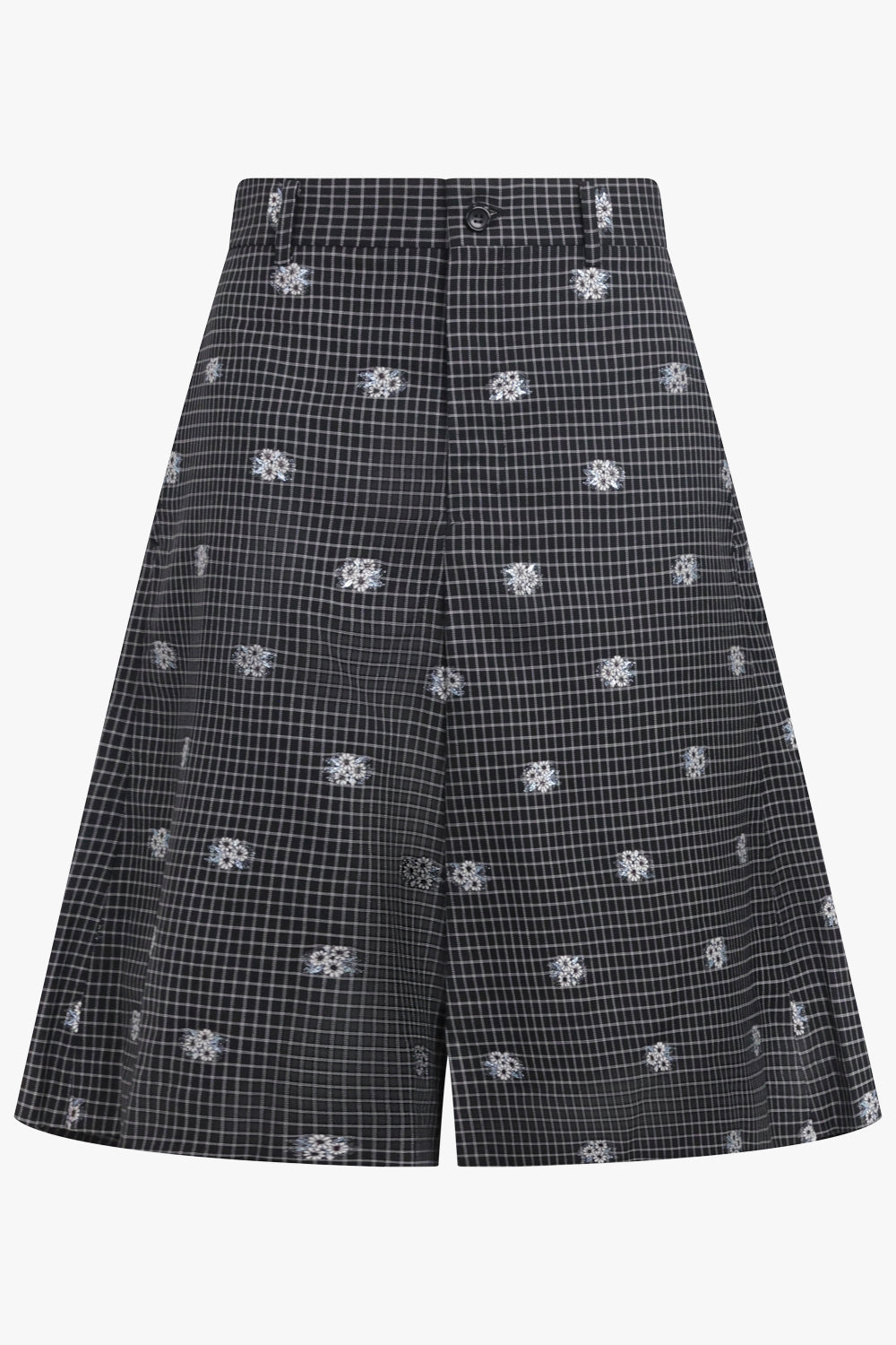 COMME DES GARCONS HOMME PLUS RTW Check Print Short With Flower Embellishment | Black/White