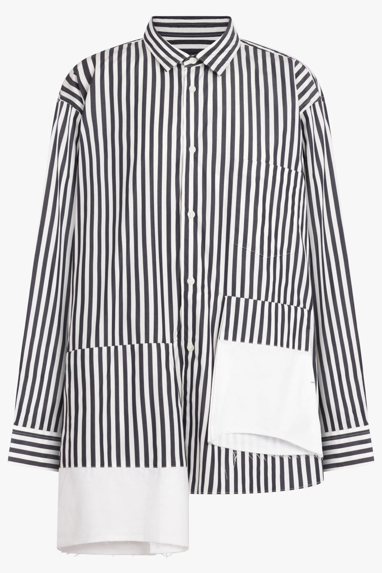 COMME DES GARCONS HOMME PLUS RTW Stripe L/S Shirt With Panel Details | Black/White