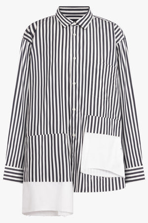 COMME DES GARCONS HOMME PLUS RTW Stripe L/S Shirt With Panel Details | Black/White