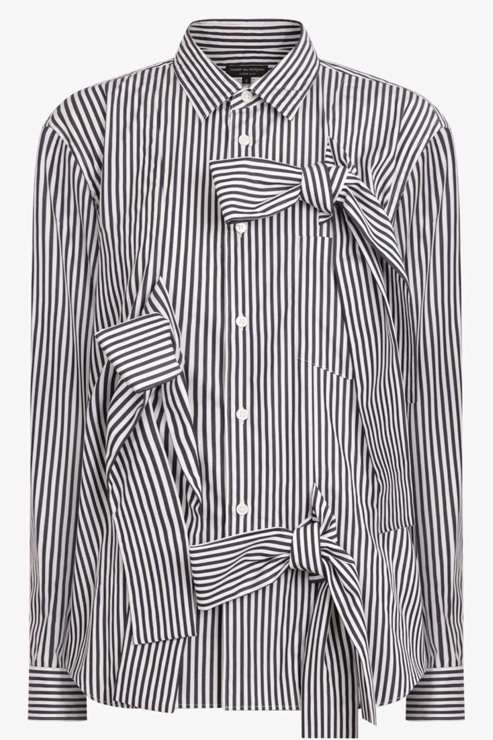 COMME DES GARCONS HOMME PLUS RTW Stripe L/S Shirt With Tie Details | Black/White