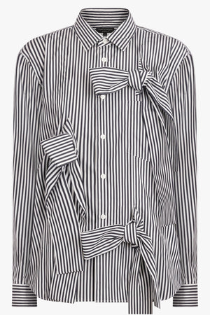 COMME DES GARCONS HOMME PLUS RTW Stripe L/S Shirt With Tie Details | Black/White