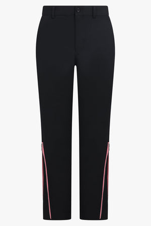 COMME DES GARCONS HOMME PLUS RTW Tapered Leg Pant with Pink Zip Detail | Black/Pink