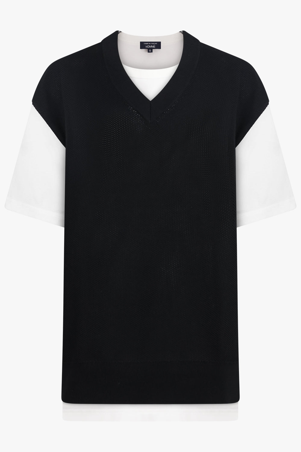 S/S T-Shirt With Vest Overlay | White/Black – Parlour X
