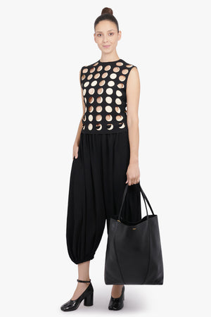 AWAKE MODE RTW Layered Hole Detail S/Less Top | Black/Nude